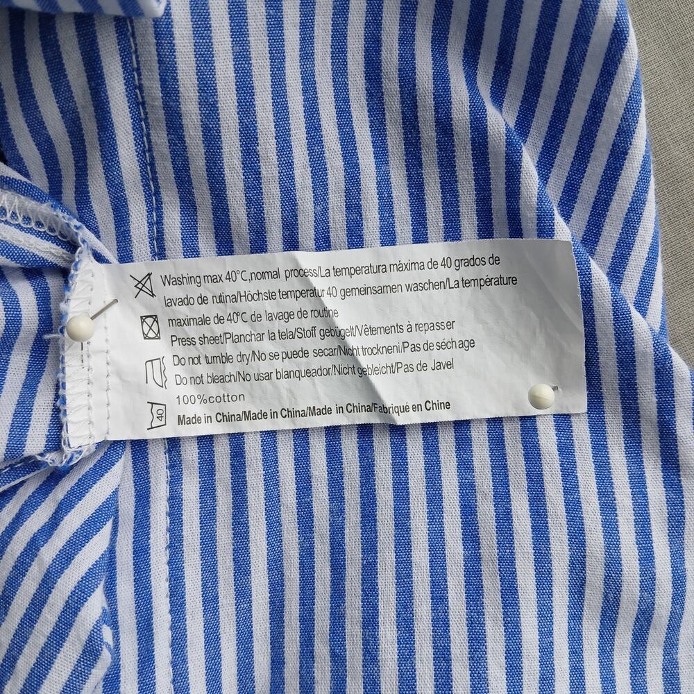 Zeagoo Blue Striped Button-up Shirt L unisex classic office long sleeve collar - Picture 8 of 11